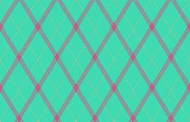 Argyle pattern of geometric rhombus. Harlequin check wallpaper design. Classic diamond shaped textile material for web background, print fabric clothing, sweater, wrapping paper, gift card, invitation