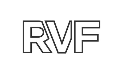 RVF logo design template with strong and modern bold text. Initial based vector logotype featuring simple and minimal typography. Trendy company identity.