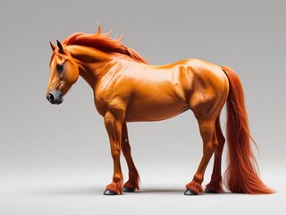 Fiery, red horse with a long tail, light background, symbol of the new year 2026