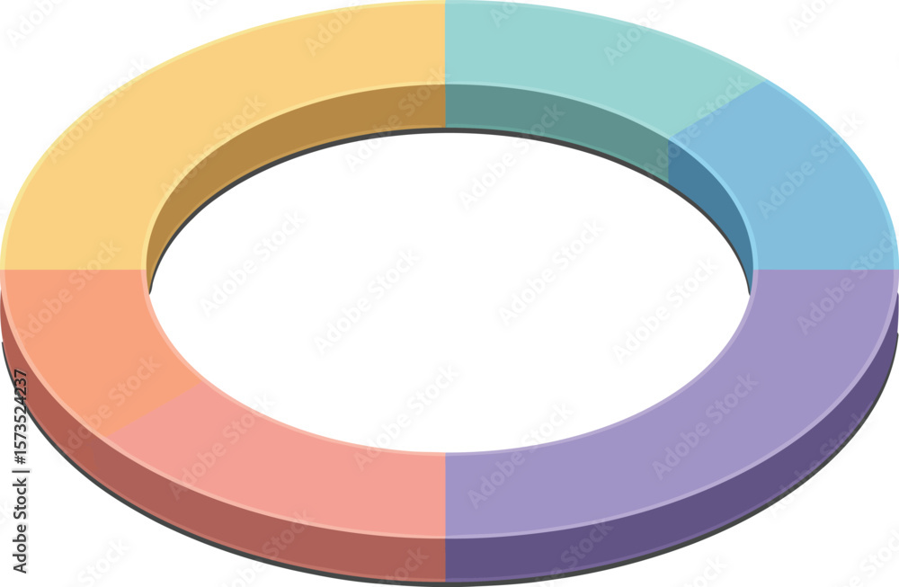 Poster circular segmented ring chart with pastel colors for data visualization and infographic design vecto