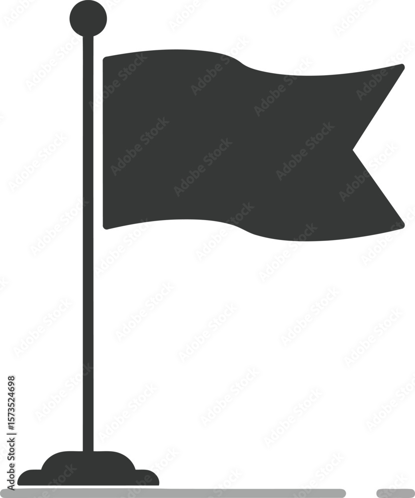 Poster flag on pole silhouette vector illustration with simple design and clean lines for graphic use