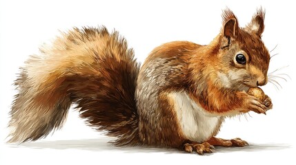 Obraz premium Digital illustration of a red squirrel holding a nut