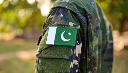 Military uniform with flag patch