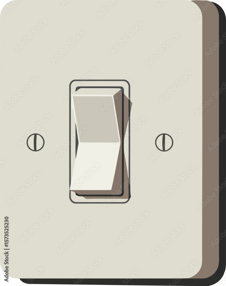Poster light switch toggle vector illustration with off and on positions in beige color for electrical cont