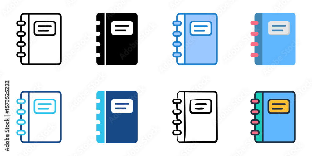 Poster notebook icon set multiple style collection