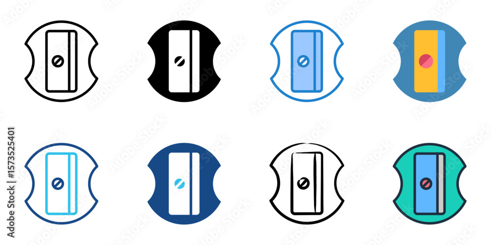 Poster sharpener icon set multiple style collection