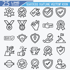 Fototapeta premium Success outline vector icon set