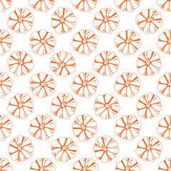 Seamless pumpkin pattern orange line art pumpkins on a white background. For autumn-themed designs, fabric prints, wrapping paper, kitchen textiles, scrapbooking