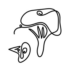Minimalistic one line art illustration of mushrooms in black on white background. Perfect for autumn designs, forest-themed prints, posters, kitchen textiles, packaging, greeting cards