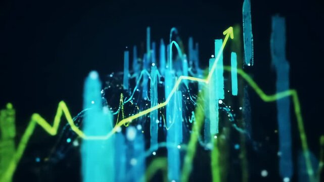 Dynamic Financial Data Visualization Rising Trends Market Analysis.