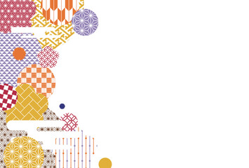 秋の季節の彩り和柄背景イラスト