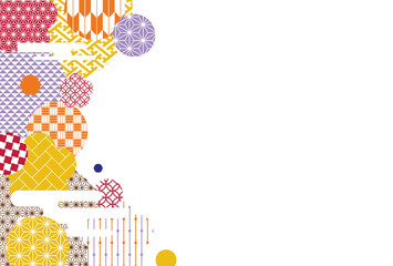 秋の季節の彩り和柄背景イラスト