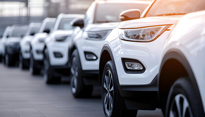 Cars in a parking lot available for sale, photography