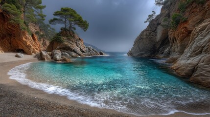 Obraz premium Secluded cala pola beach tossa de mar costa brava