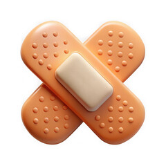 Two orange bandages crossed over black background with textured pad