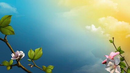 spring background with leaves