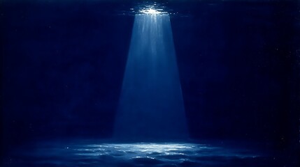 Dramatic spotlight dark blue background