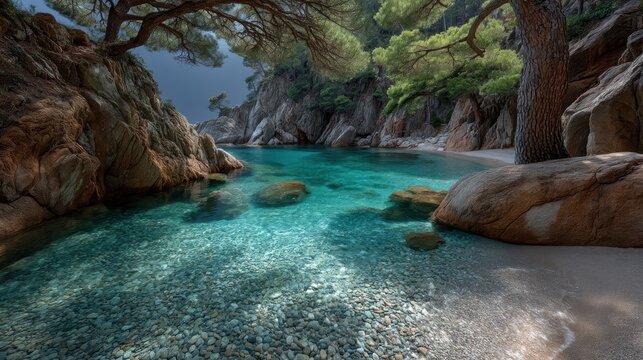 Crystal clear waters of cala daigua dola tamariu