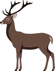 Realistic Walking Deer Vector Illustration on White Background (Side Profile)