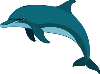 Obraz premium Realistic Swimming Dolphin Vector Illustration on White Background (Side Profile)