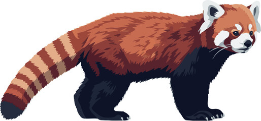 Red panda in walking pose – full body side profile vector on white, 2D vector illustration © Kerem