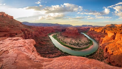 sinuous path of a parched riverbed weaving its way amidst fiery red canyons and bursts of desert flora encapsulates very soul of arizona arid terrain