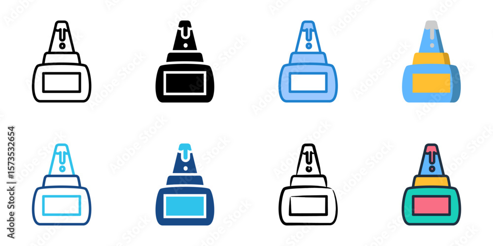 Poster correction fluid icon set multiple style collection