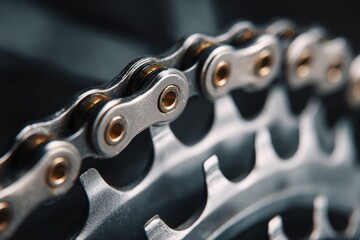 Close-up of bicycle chain and cassette