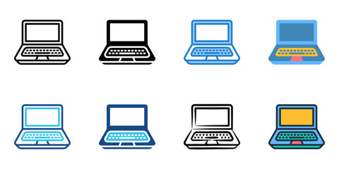 Laptop icon set multiple style collection 
