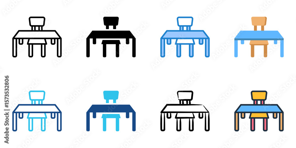 Poster desk icon set multiple style collection