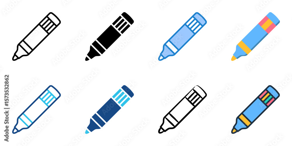 Poster marker icon set multiple style collection