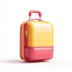 A vibrant two-tone suitcase, featuring a glossy finish in pink and yellow, ideal for travel-themed designs, marketing materials, or articles focused on travel accessories and vacation planning,