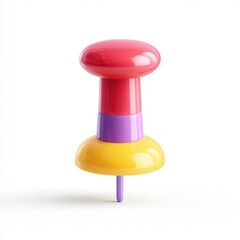 A colorful push pin with a shiny finish, ideal for adding a playful touch to office supplies or children's art projects, Suitable for educational materials, marketing designs, or craft ideas,