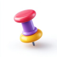 Bright and colorful decorative push pin against a clean white background, ideal for office supplies, crafting, or digital designs, adding a playful touch to any project,