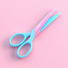 A close-up of colorful scissors resting against a soft pink background, perfect for representing creativity, crafting, or educational themes in design, brochures, and websites,