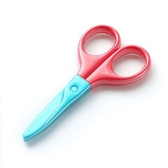 A vibrant pair of scissors with red and blue handles, perfect for art and craft projects, educational materials, or DIY purposes, Ideal for images illustrating creativity and functionality,
