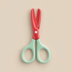 Colorful children's scissors against a soft beige background, ideal for educational materials, craft projects, or parenting articles highlighting safe and engaging tools for kids,
