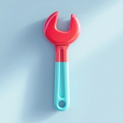 A vibrant, stylized wrench against a soft blue background, ideal for illustrating themes of repair, maintenance, or DIY projects in articles, websites, or marketing materials,