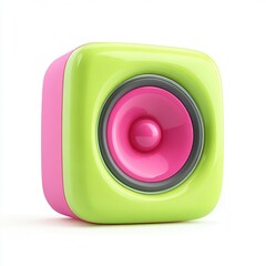 Colorful speaker design showcasing a playful aesthetic, perfect for music-related projects, promotions, or creative content, Ideal for tech blogs, music events, or youth-centric campaigns,