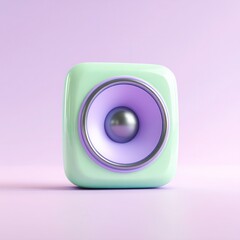 A stylish, modern speaker in soft mint green hues, set against a pastel background, Perfect for music-related projects, advertisements, or home decor themes highlighting technology and sound,