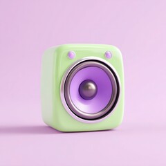 A stylish pastel speaker with a glossy finish, perfect for portraying modern audio technology in promotional materials, social media, and lifestyle blogs, Ideal for music, sound