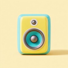 Colorful modern speaker on a soft, pastel background, ideal for advertisements related to music, technology, or home decor, Perfect for blogs, websites, or social media posts about sound systems,