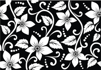 Black and white floral motif is excellent for various functions, batik, textiles etc.