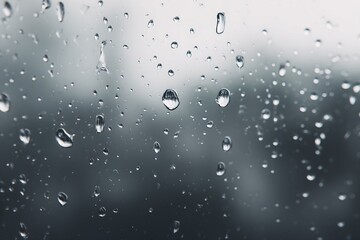 Water Droplets on Glass Surface with Blurred Background