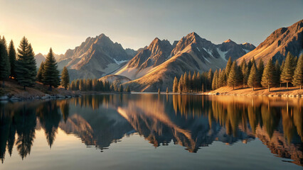 Fototapeta premium sunrise over the lake