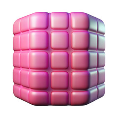 3d render of a pink, glossy, and rounded cube with a modern minimalist style
