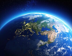 Fototapeta premium Earth centered on Europe and North America