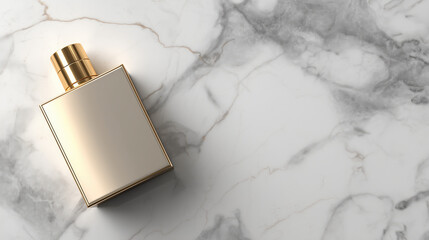 Luxury perfume bottle mockup on white marble background