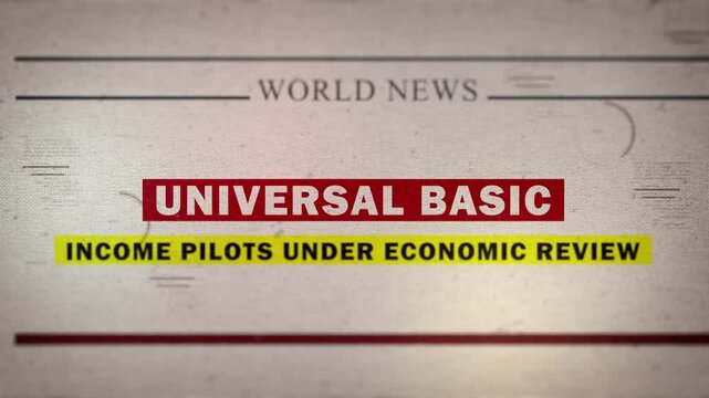 Universal Basic Income Pilots Under Economic Review newspaper-style headline titles