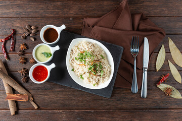 Flavorful Rice Dish With Spicy Sauces and Herbs